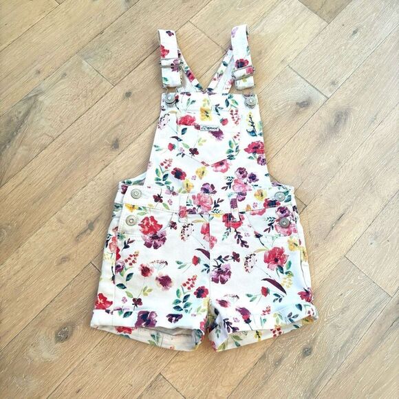 Jordache Floral Shortalls Bib Overall Shorts Size 4T - Picture 4 of 9